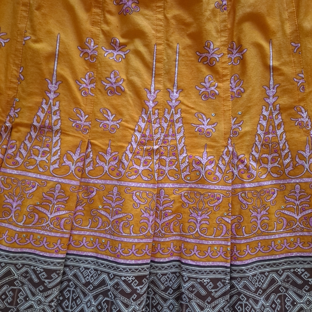 Tribal multicolored midi darted tier patterned skirt, made in Bulgaria - Picture 2 of 4